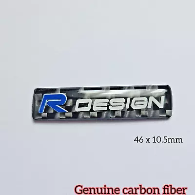 R Design CARBON FIBER Volvo Adhesive Steering Wheel Logo Badge Emblems 46X10.5mm • £13.99