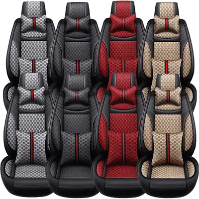 2/5 Seats Car Seats Cover Full Set Universal Deluxe Front Rear Cushion Protector • $43.47