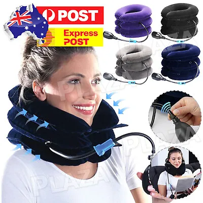 $11.95 • Buy Air Inflatable Neck Pillow Head Cervical Traction Support Stretcher Pain Relief