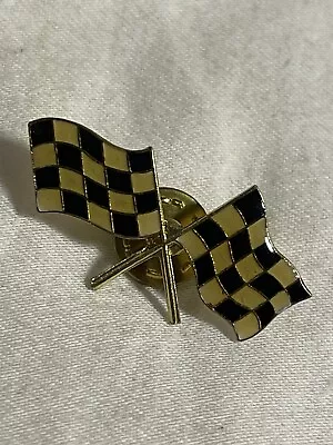 Vintage 70’s Black & White Checkered Nascar  RACE FLAGS Enamel Pin A • $11.99