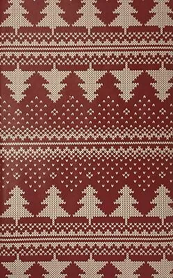 Christmas Trees Vinyl Flannel Tablecloth 52 X 90 Oblong Red Holiday Knit • $19.99