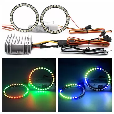 Angel Eyes RGB Sequential LED Halo Rings Bluetooth Light Dynamic Lamp Headlight • $72.89