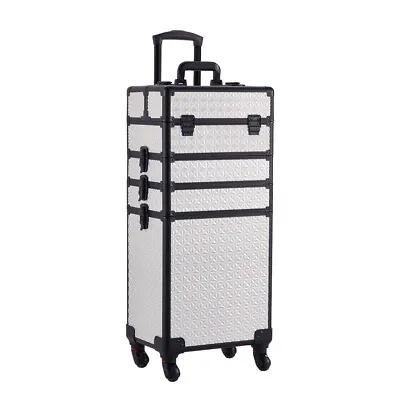 4 In 1 Artist Nail Polish Makeup Train Case Cosmetic Organizer Rolling Trolley • £14.95