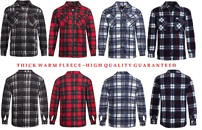 £19.95 • Buy Mens Padded Shirt Fur Lined Lumberjack Flannel Work Jacket Warm Thick Casual Top