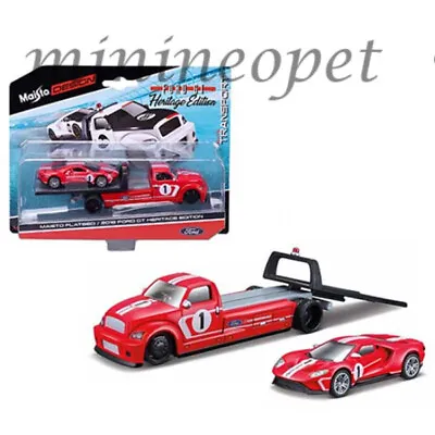 Maisto 15108 21c Elite Transport Heritage 2018 Ford Gt  & Flatbed #1 1/64 Red • $9.45