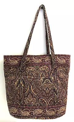 Vintage Vera Bradley Mocha XL Tote Shoulder Bag Brown Paisley USA Used W/Wear • $9.99