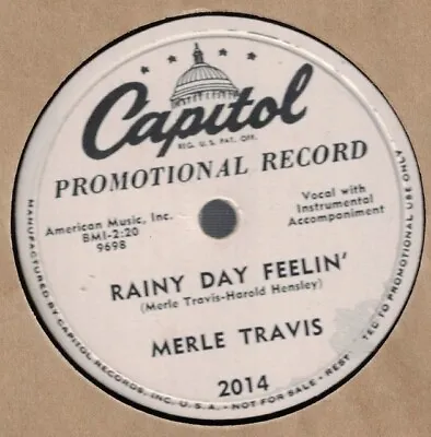 Merle Travis Rainy Day Feeling & Kinfolks In Carolina Capitol 10  Promo 78 Vg+ • $11.99