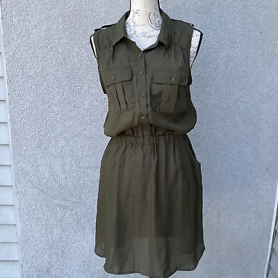 Mossimo Military Inspired Olive Sleeveless Pocketed Dress Sz M • $14.37