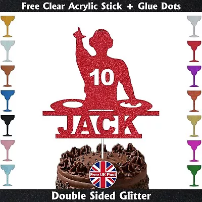 Personalized Custom DJ Cake Topper Glitter Music DJ Decks Birthday Party Decor • $9.95