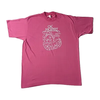 Vintage 80s Ok Mozart International Festival Pink Single Stitched T-shirt Sz XXL • $28