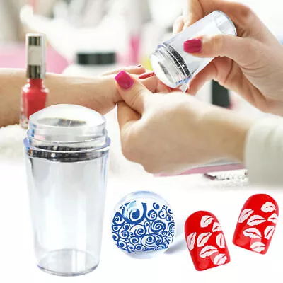 Nail Stamping Stamper Scraper Clear Silicone Manicure Art Stamp Plates Kit DIY • $12.34