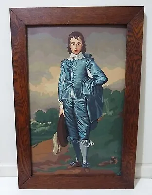 Vintage Paint By Numbers Blue Boy 32x22 Wood Framed MCM Painting Picture  • $29.50