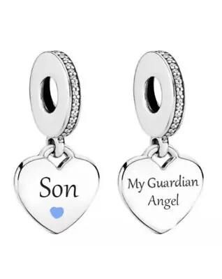 Son Memorial Charm My Guardian Angel Genuine 💜 925 Sterling Silver Gift • £17