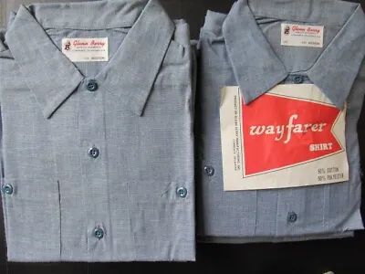 12 Vintage Chambray Shirts Lot Medium Workwear Prison Shirt Navy • $240