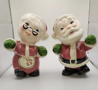 Mr.  & Mrs. Claus ~ Ceramic Figures ~ 1960’s ~ 6.5” X 5” Approx. ~ Hand Painted • $12.99