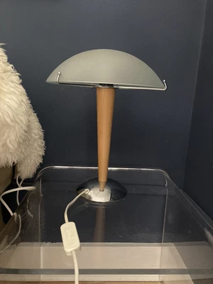 £30 • Buy Vintage IKEA KVINTOL Beech Glass Chrome Art Deco Style Mushroom Desk Table Lamp