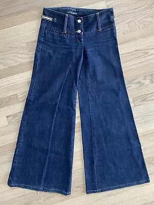 Women’s Vintage DOLCE & GABBANA Wide Leg Dark Wash Low Rise Logo Jeans Size 38 • $85