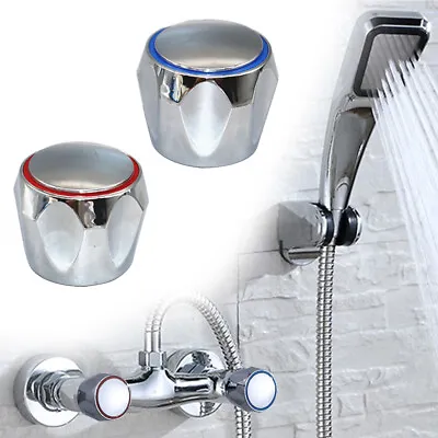 £4.69 • Buy 2x Hot & Cold Tap Top Head Faucet Cover Chrome Plated Kitchen Replacement Set
