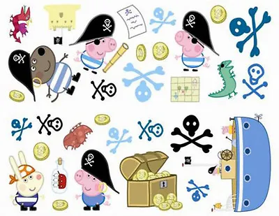£17.07 • Buy Peppa Pig's Brother GEORGE Wall Stickers 32 Decals Friends Pirate Treasure Skull