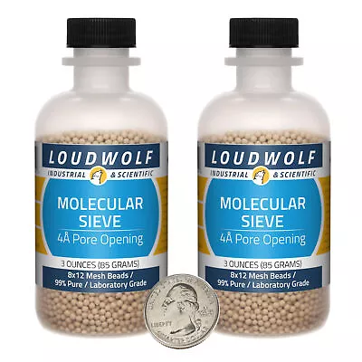 Molecular Sieve / 6 Oz / 2 Bottles / 99% Pure Laboratory Grade / 8x12 Mesh Beads • $23.39