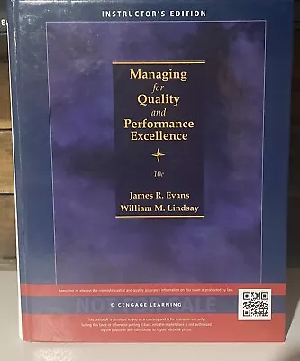 Instructors Edition Managing For Quality And Performance Excellence Tenth Editio • $65