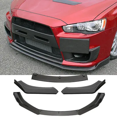 For Mitsubishi Lancer EVO X 10 Car Front Bumper Lip Splitter Spoiler Carbon Look • $89.03