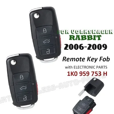 2x 1K0 959 753 H For Volkswagen Rabbit 2006 2007 2008 2009 Flip Remote Key Fob • $30.52