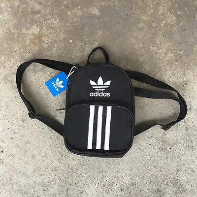  Adidas TREFOIL BLACK 3 Stripes MINI Backpack Travel Bag 9.5”H X7”W X 4 D NEW • $42.69