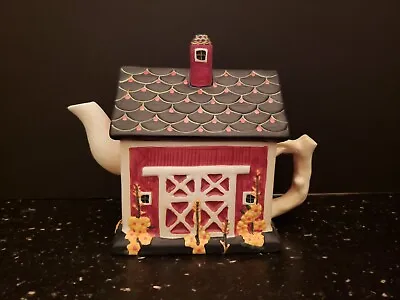 RARE Sakura Warren Kimble Red Barn Teapot Farmhouse Vintage Kitschy Retro Farm • $35