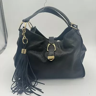 G.I.L.I. Roma Soft Black Pebbled Leather Shoulder Hobo Bag W/crossbody Strap • $54.85