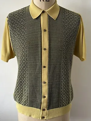 £39 • Buy Vintage Mod Rockabilly 60s Button Through  Knitwear Polo Shirt Pattern - Faults