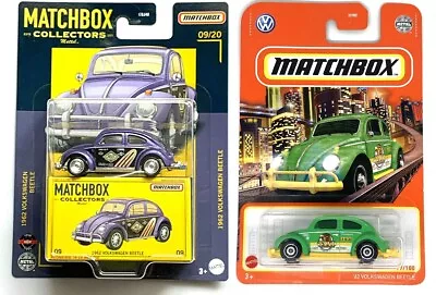 2021 Matchbox Collectors 1962 Volkswagen Beetle Purple & TAXI Green/Yellow Lot  • $14.95