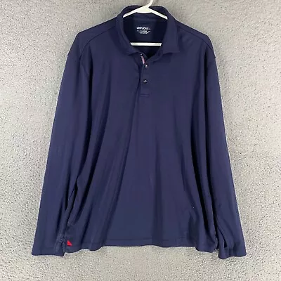 Untuckit Polo Mens XL Navy L Performance Stretch Long Sleeve Collared • $17.99