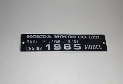 Honda CR500R 1985 Model 10/84 Data Plate Frame Head Tube ID Registration Parts • $40.61
