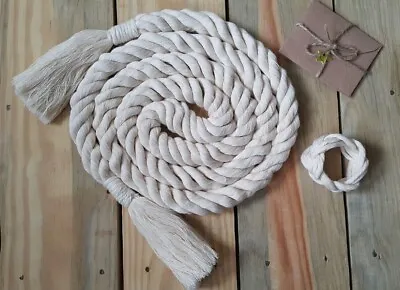 Nautical Rope Belt - Bracelet Handmade Cream Macrame Tassel Waist Wrapped Belts • $15