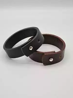 Leather Wristband Adjustable Mens Bracelet Surfer Wrap Black Brown Man Boy • £5.99