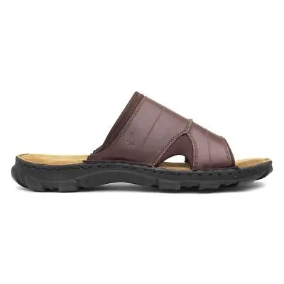 Hush Puppies Mens Sandals  Brown Adults Mule Leather Suede Insole Slip On SIZE • £12.99