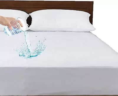 Heavy Duty Vinyl Waterproof Mattress Protector Cover Fitted Sheet Bed Cover • £5.49