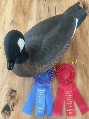 Decoy Hand Carved Canada Goose 1st Place Decoy WA DU Carving Contest 2001 • $89