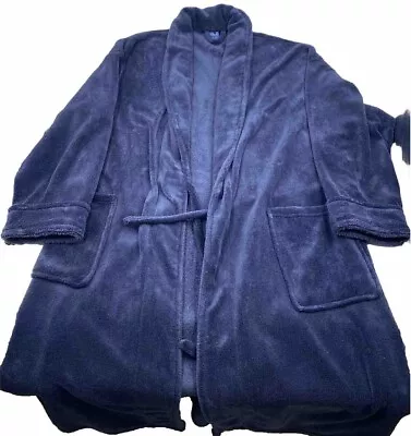 Falls Creek Mens Robe Bath Lounge Sleepwear Navy Blue Fleece One Size Pre-Owned • $9.99
