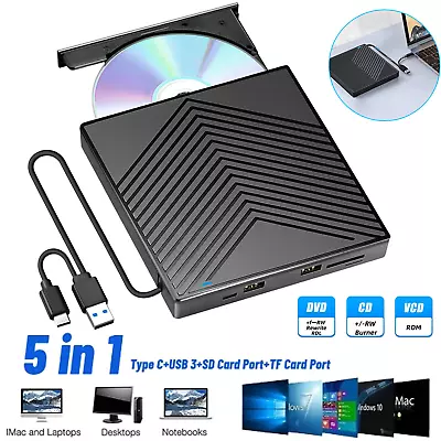 USB 3.0 External CD DVD Writer Drive Burner Reader Player For Windows 7/8/10/11 • $21.59