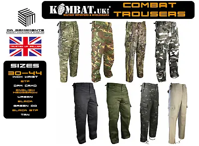 Kombat UK Men's Trousers Army Military Cargo Camo Camouflage Airsoft Pants Work • £20.95
