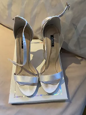 Wedding Shoes Quiz White Satin High Heel Sandles 5 • £10