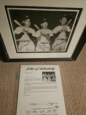 Mickey Mantle Joe DiMaggio Ted Williams Signed 8x10 Framed Photo PSA COA Auto • $1500