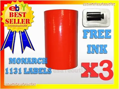 3 Sleeves Fluorescent Red Label For Monarch 1131 Pricing Gun 3 Sleeves=24rolls • $59.80