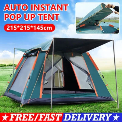 $53.29 • Buy Camping Tent Instant Set Up 3-4 Person Pop Up Tents Hiking Fishing Dome Outdoor