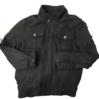 21 Men - Y2K Pea Bomber Jacket - Large Black Zip/Button-Up HD Weathergear • $53.08