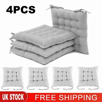 4 Set Chair Seat Pads Cushions Tie On Dining Garden Room Kitchen Patio BBQ Chair • £9.99