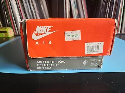 Vintage 1989 Nike Air Flight Low BOX ONLY Blk/Blk-Wht Hi-Top Sneakers Sz 9.5 • $19.99