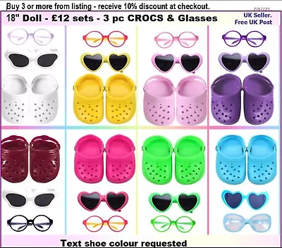 Bundle 18  Doll Shoes CROCS & GLASSES Track Suit Our Generation Baby Born Boy AG • £9